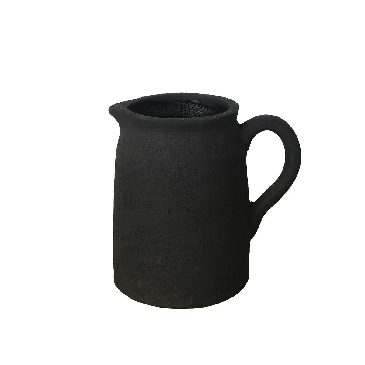 Nadine Terracotta Vase Textured Black 24 x 24 x 18cm