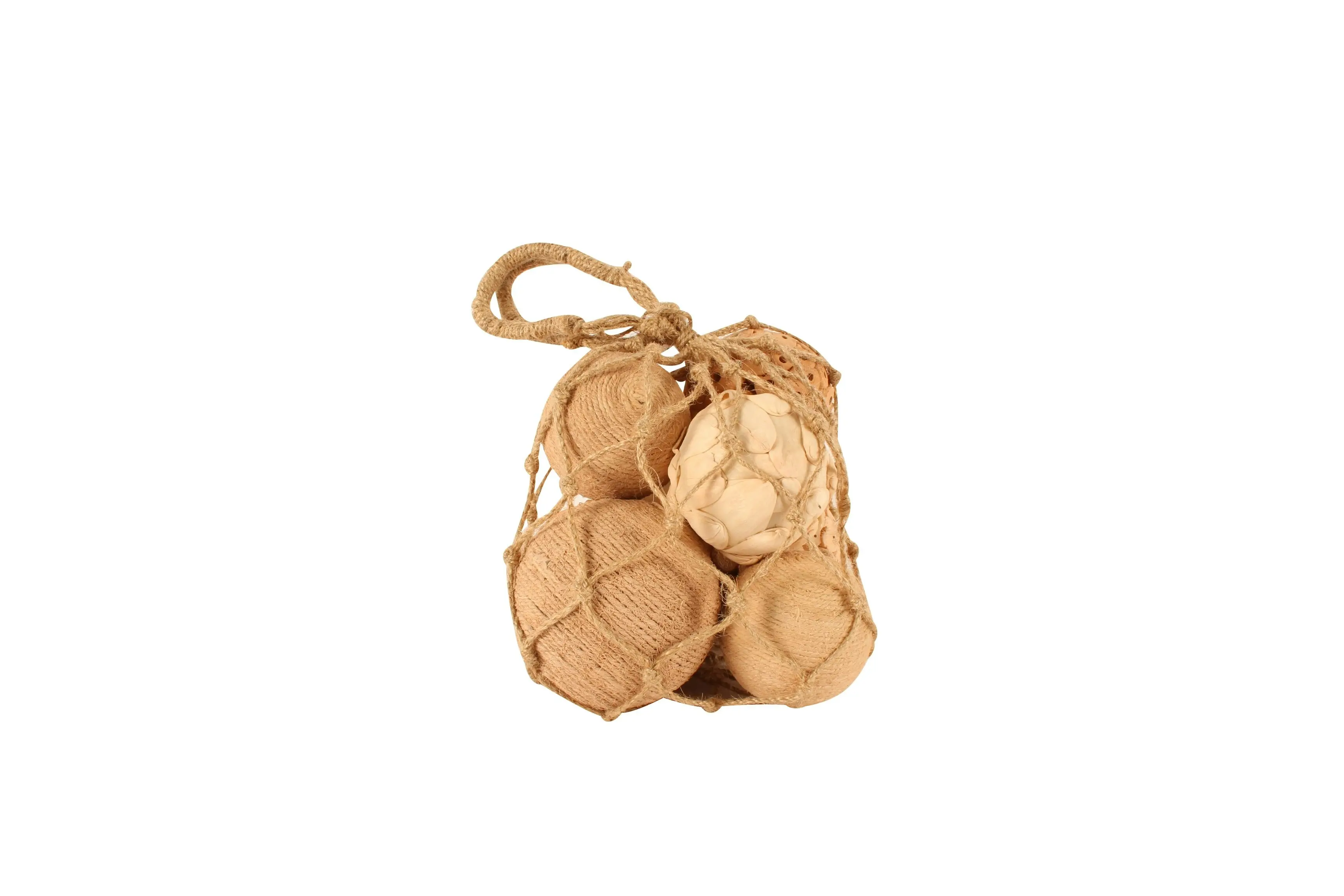 Jute Rope Mixed Leaf Balls Light Brown