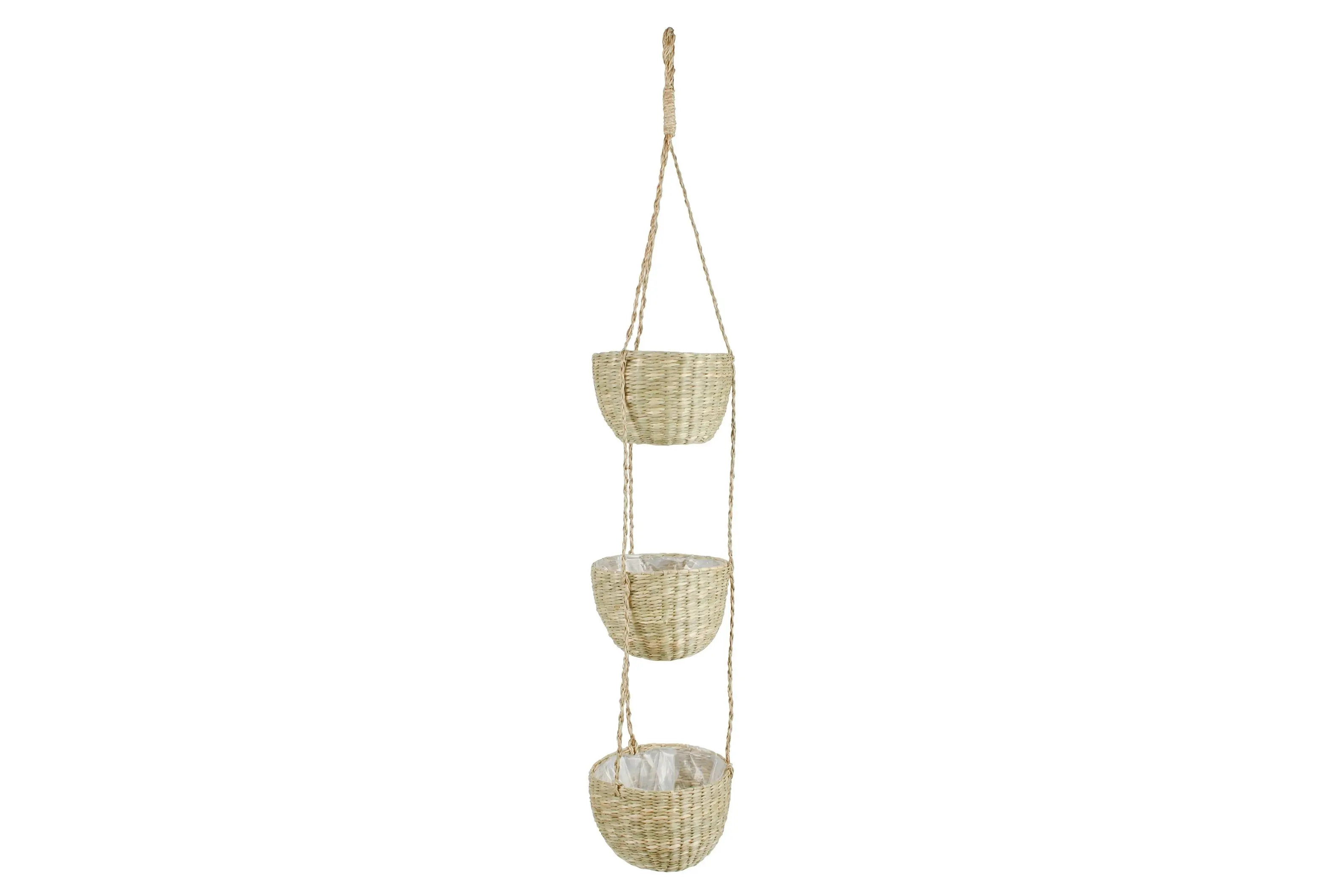 Zain 3 Tier Hanging Seagrass Basket