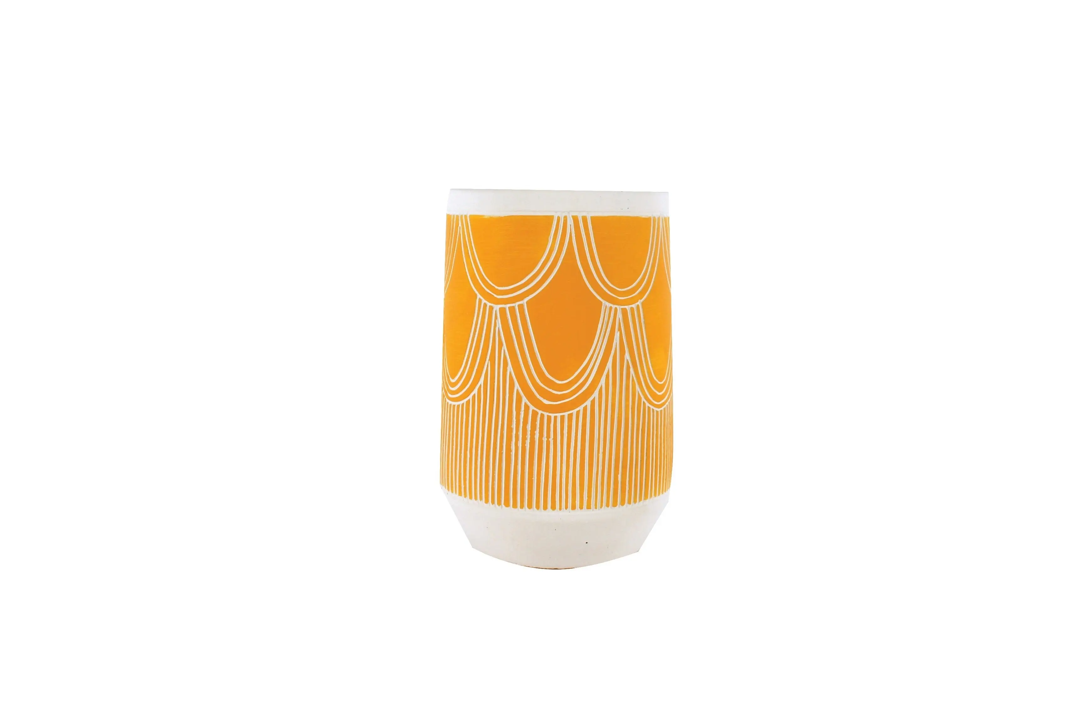 Delphina Yellow Cement Vase 21 x 15 x 15cm