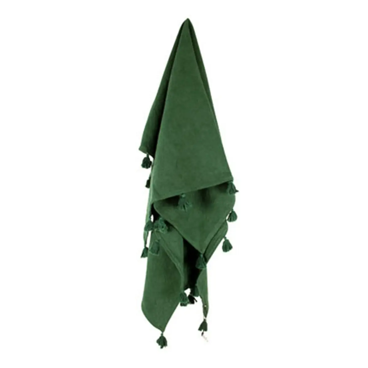 Nava Cotton Throw With Tassels Deep Green