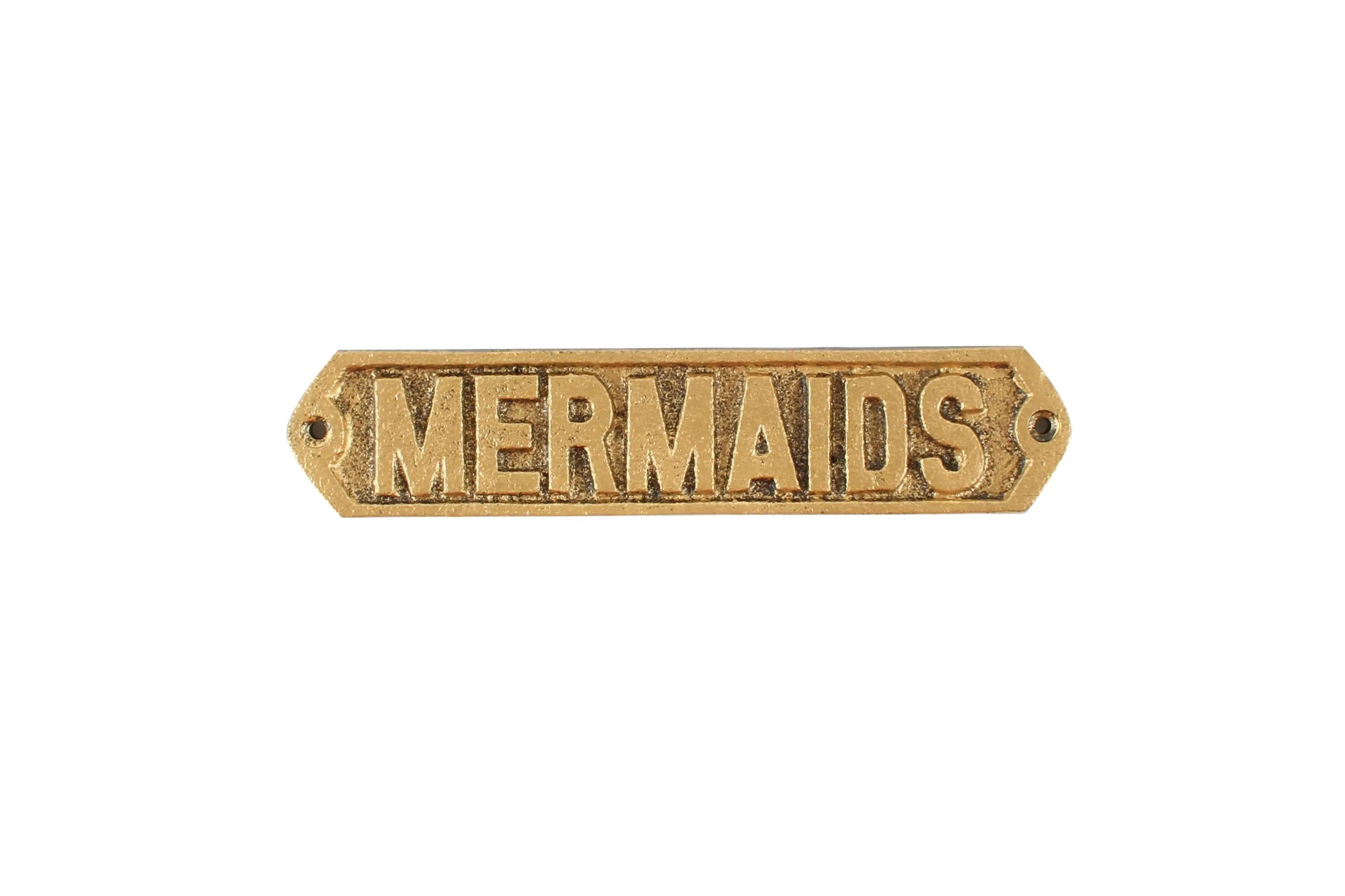 Wafi Gold Cast Iron Mermaids Plaque 20 x 4cm