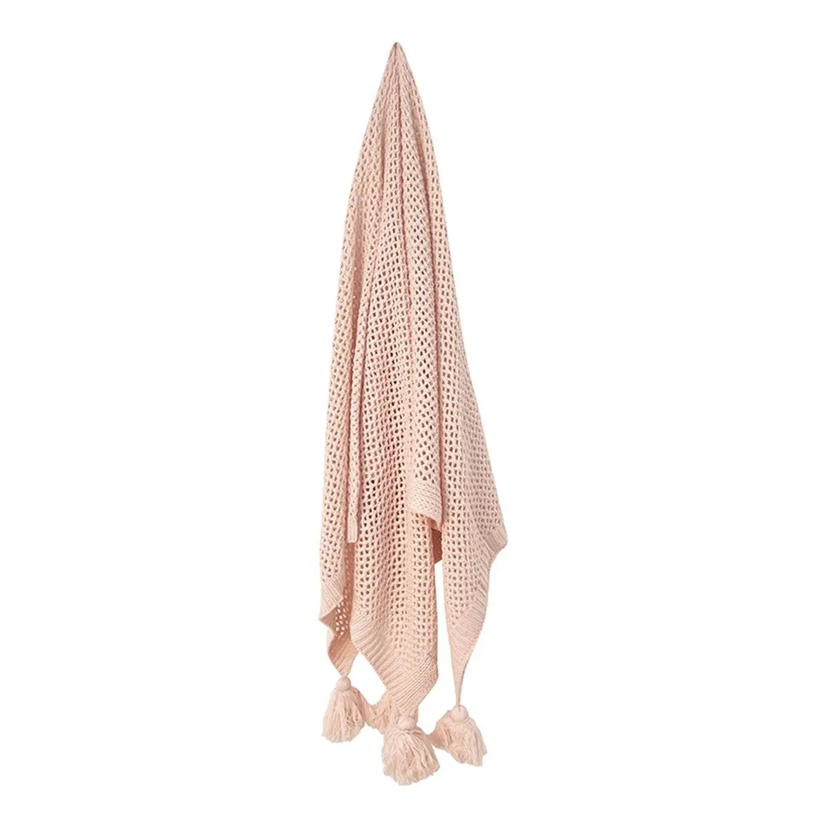 Barnes Chunky Knit Throw With Tassels Blush