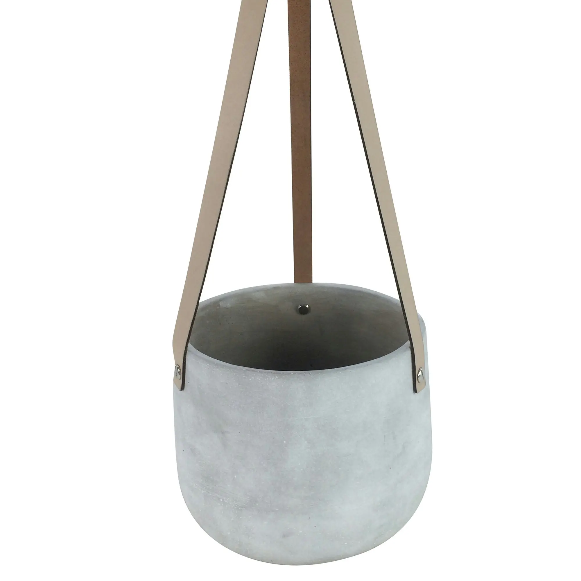 Lily Concrete Hanging Pot With Tan Straps 18 x 18 x 15cm