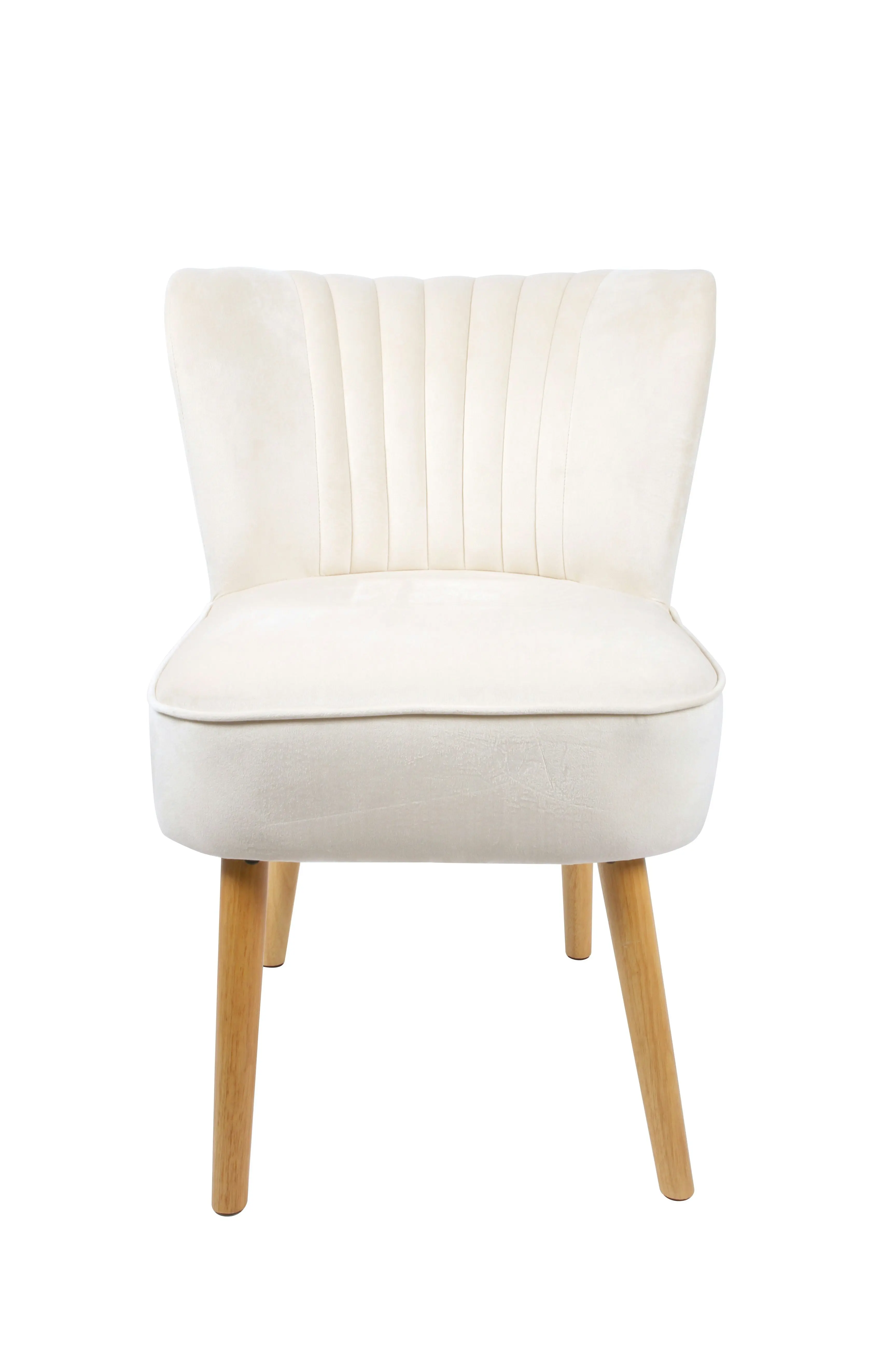 Cream Velvet and Wood Accent Chair