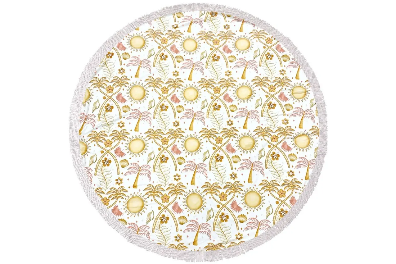 Round Beach Towel - Moroccan Palm