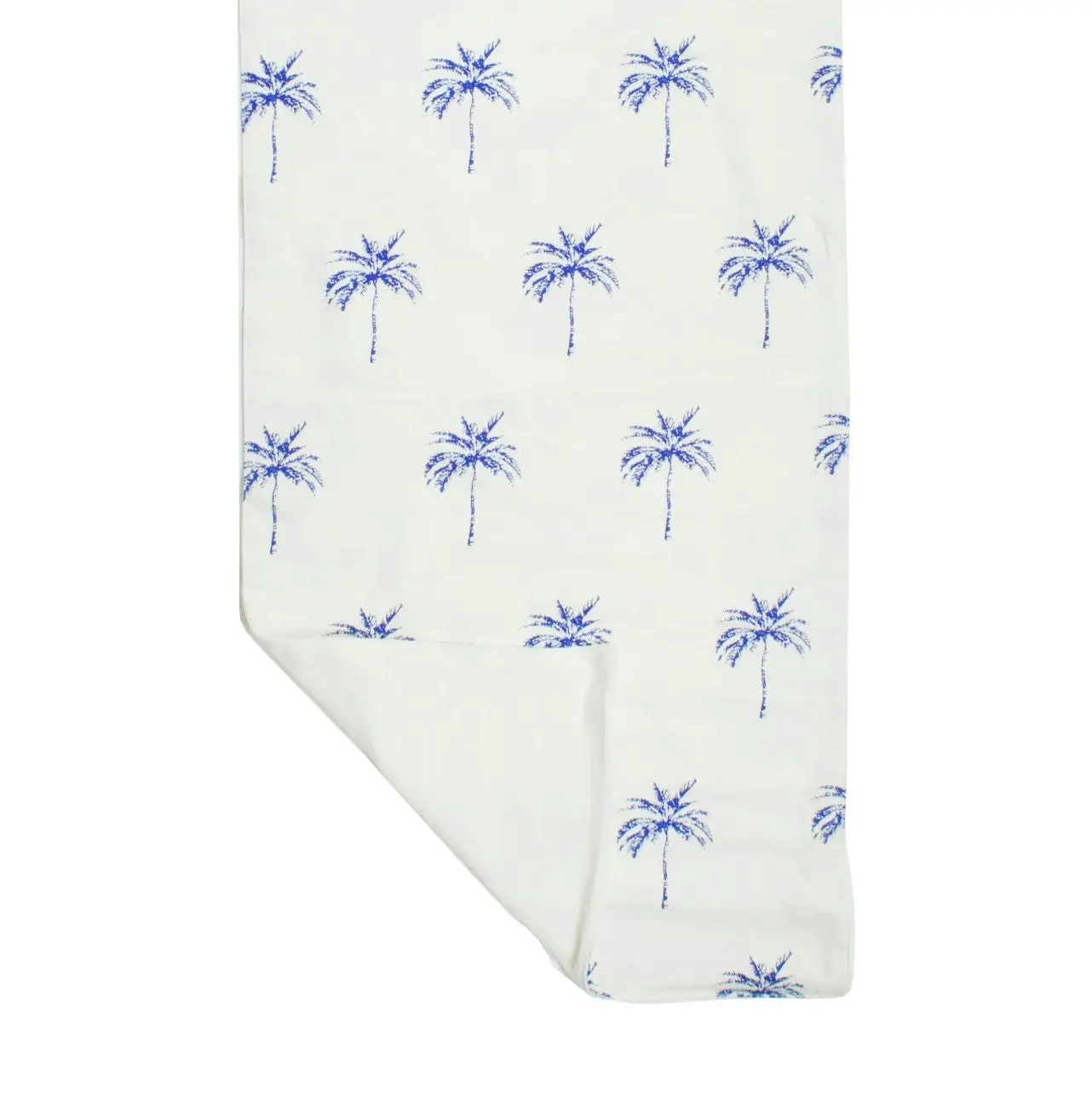 Belize Blue Palm Print Cotton Table Runner 150 x 33cm