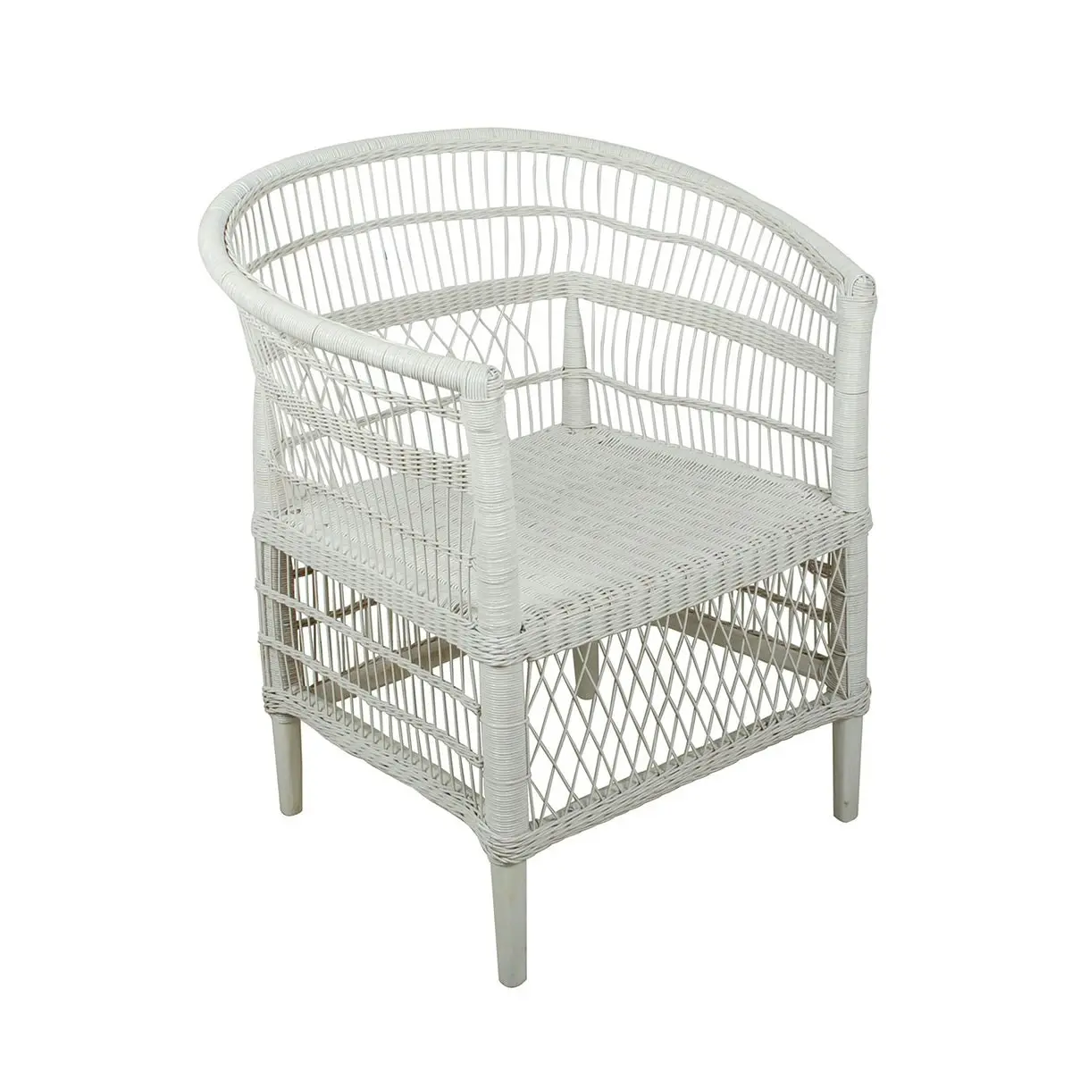 White Malawi Style Rattan Chair