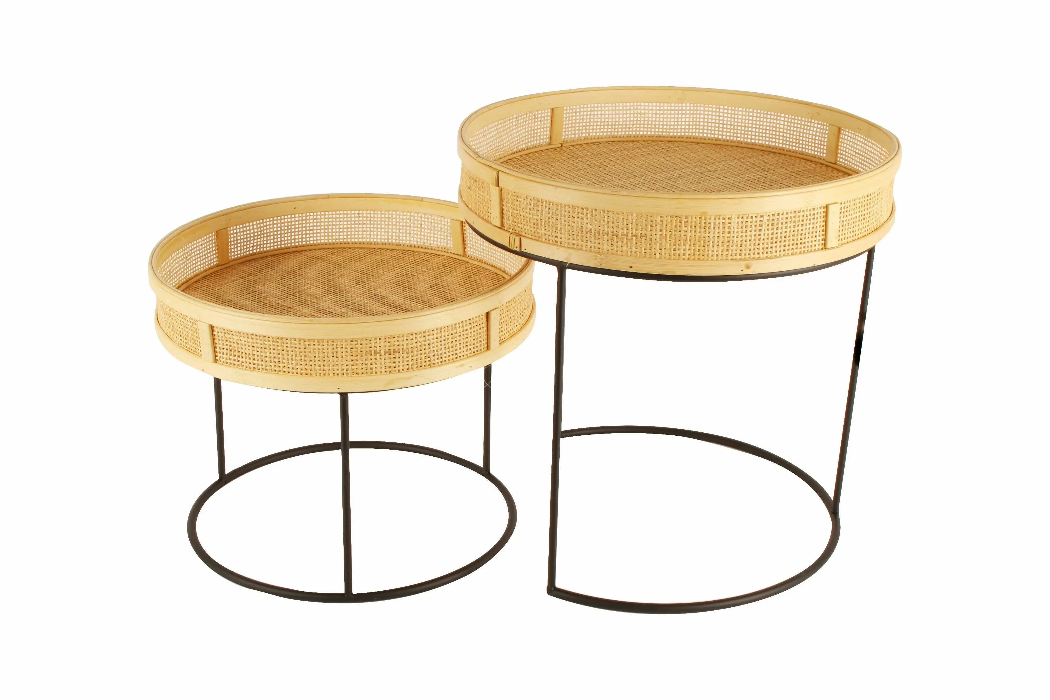 Set Of 2, Rattan, Nesting Tables, 45 x 45 x 45cm