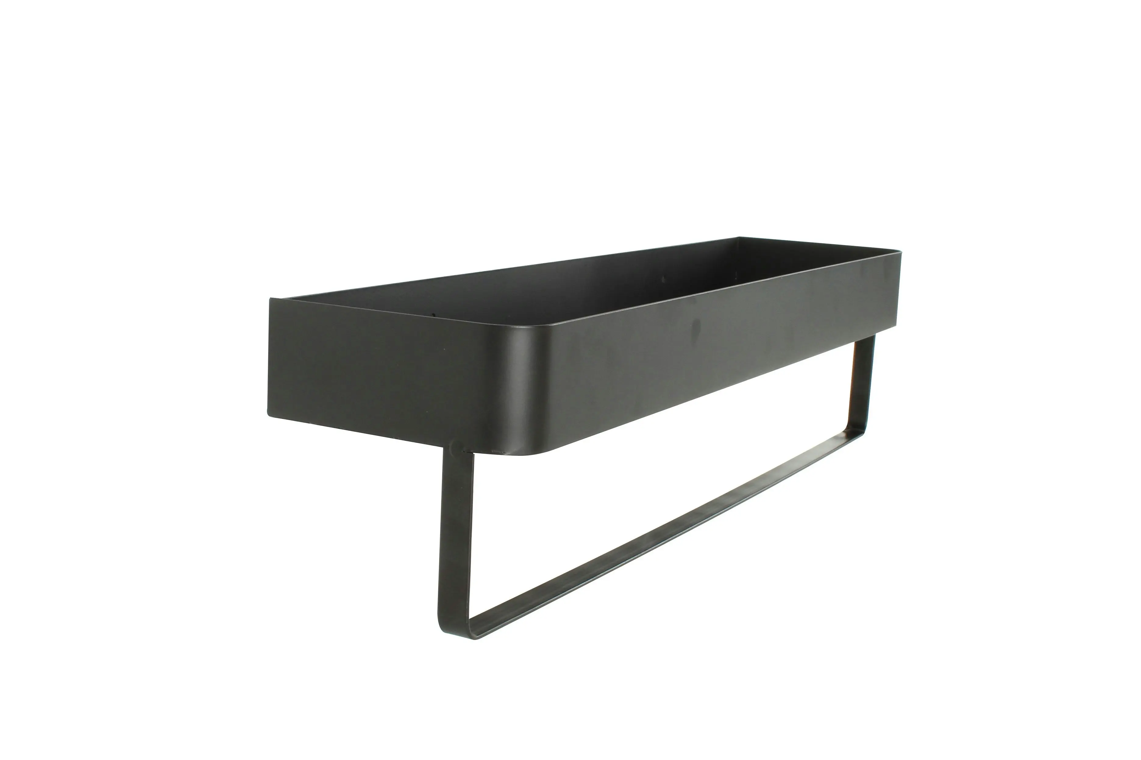 Black Metal Bathroom/Utility Shelf With Rail, 50 x 13 x 13cm