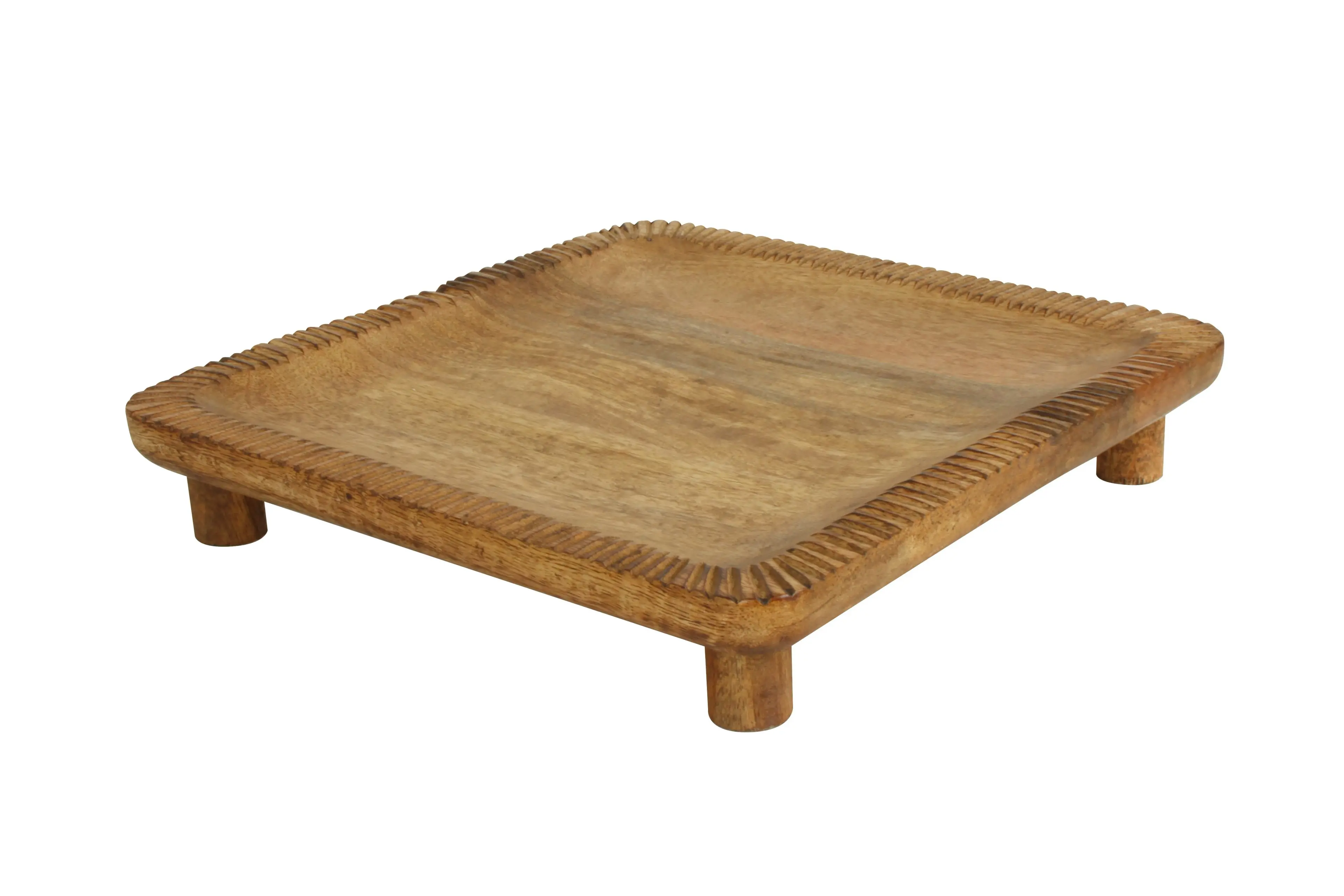 Iblis Natural Mango Wood Square Tray With Legs