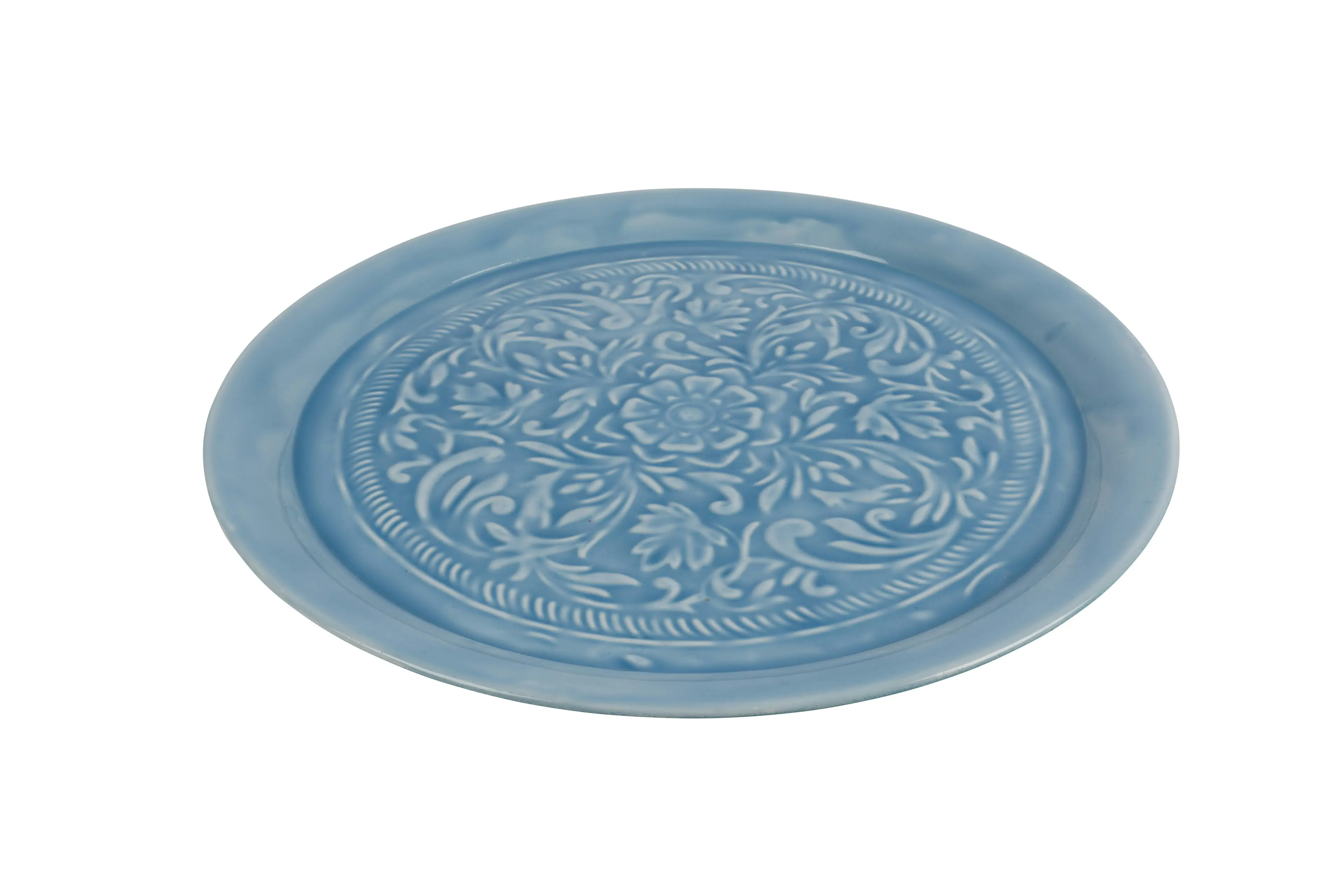 Sky Blue Embossed Plate 35cm