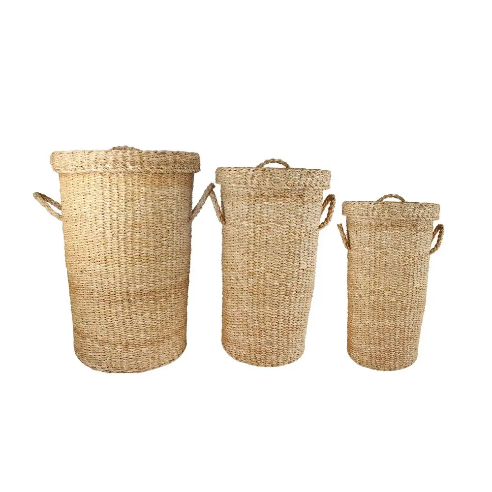 3pc Maine & Crawford Hilary Laundry Storage Bin Organiser Set Large Natural