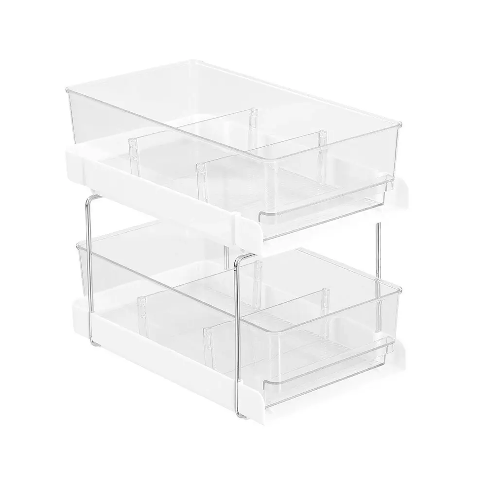 Boxsweden 2-Tier Crystal 30x25.5cm Drawer Tray Storage Organiser w/ Dividers