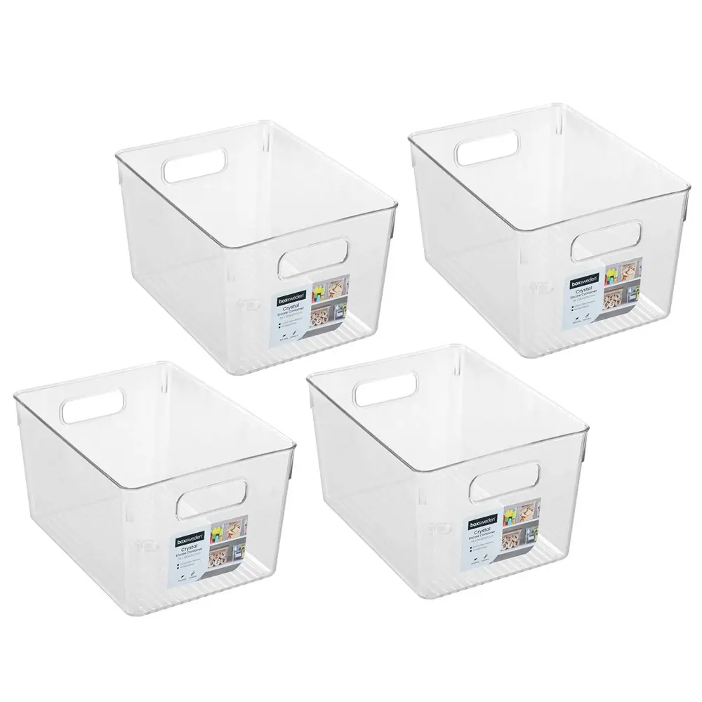 4x Boxsweden Crystal 10L/28.5x22cm Encore Container Home Storage Organiser Clear