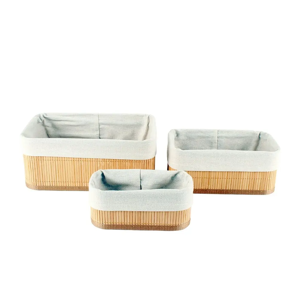 3pc Maine & Crawford Kalib 20/25/30cm Storage Basket Set Bamboo w/Lining Natural