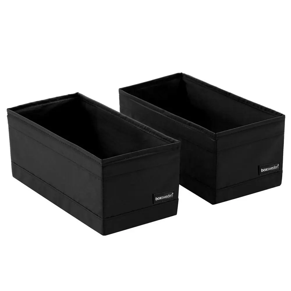 2pc Kloset by Boxsweden Collapsible 28cm Rectangle Storage Cubes Organiser BLK