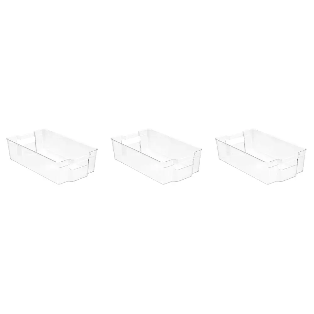 3x Boxsweden Crystal 37cm Stackable Basket Container Fridge/Pantry Organiser