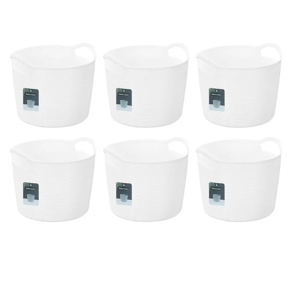 6x Boxsweden Decor 3L Flexi Round Tub Storage Basket Home Organiser Assorted