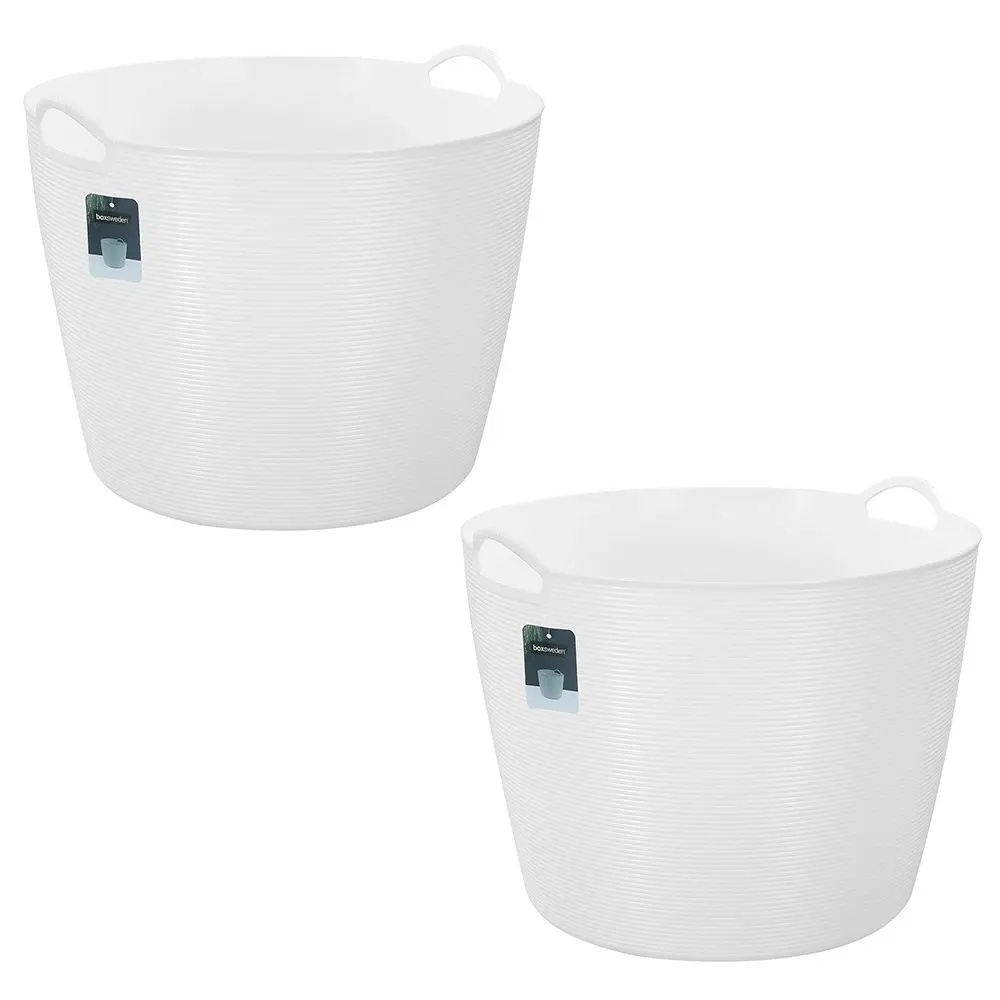 2x Boxsweden Decor 42L Flexi Round Tub Storage Basket Home Organiser Assorted