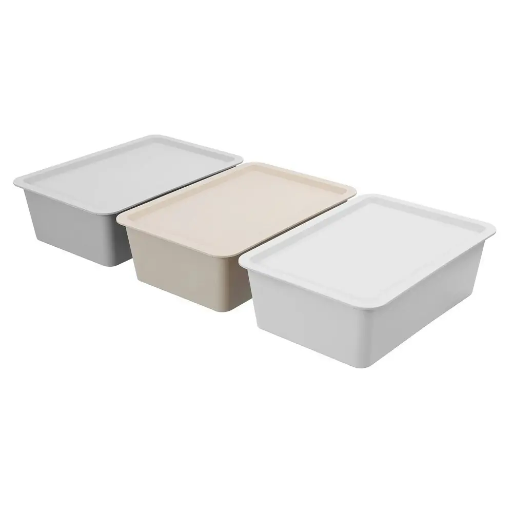 3x Boxsweden Tidy 7L/37.5x11.5cm Storage Box Lidded Rectangle Organiser Asst