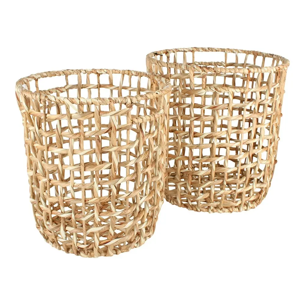 2pc Maine & Crawford Bento Water Hyacinth Basket Storage Organiser Set Large