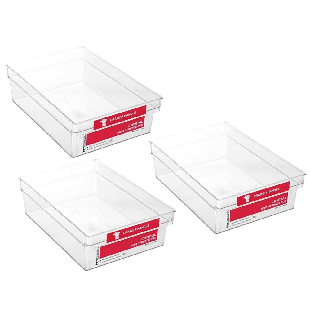 3x Boxsweden Crystal Nest Storage 36cm Plastic Box Pantry Container Organiser