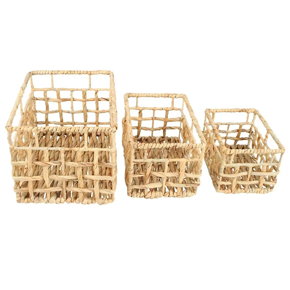 3pc Maine & Crawford Lai 20/25/30cm Water Hyacinth Basket Storage Set Natural