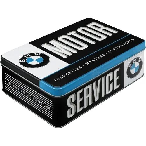 Nostalgic Art 23cm/2.5L Flat Tin Metal Storage BMW Service Rectangle Container