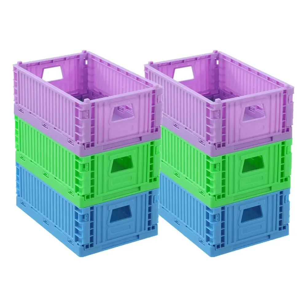 6 x Boxsweden 21x14cm Foldaway Crate Organiser Home Storage Container Assorted