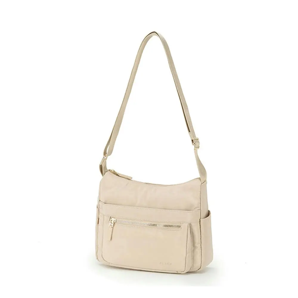 Tosca Casual Vegan Nylon Shoulder Minimalist Crossbody Purse Handbag Beige