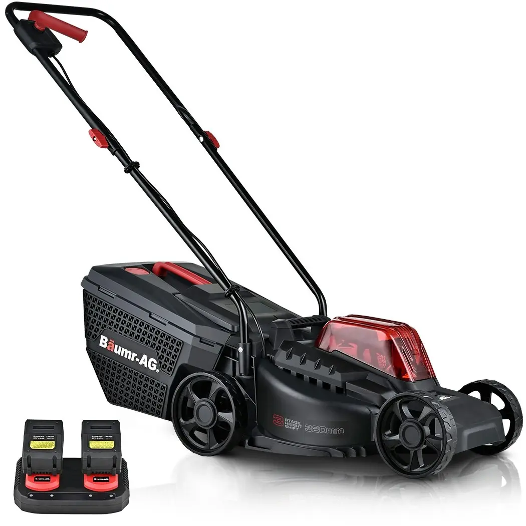 Baumr-AG 450CX 40V SYNC Cordless Lawn Mower Kit, Fast Charger, 2 x 4Ah Battery, 320mm Grass Cutting Path