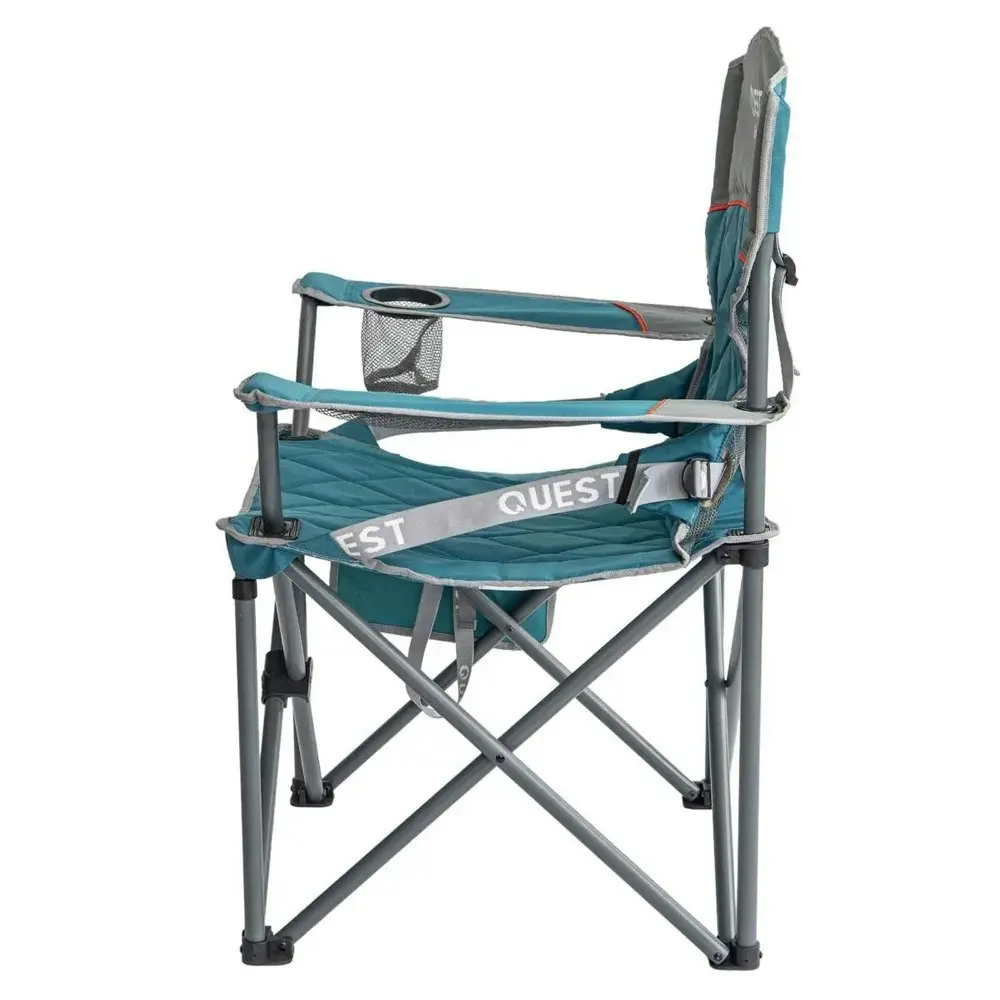 Quest Big Easy 101cm Aluminium Camp Chair w/Armrests Outdoor Camping/Picnic Blue