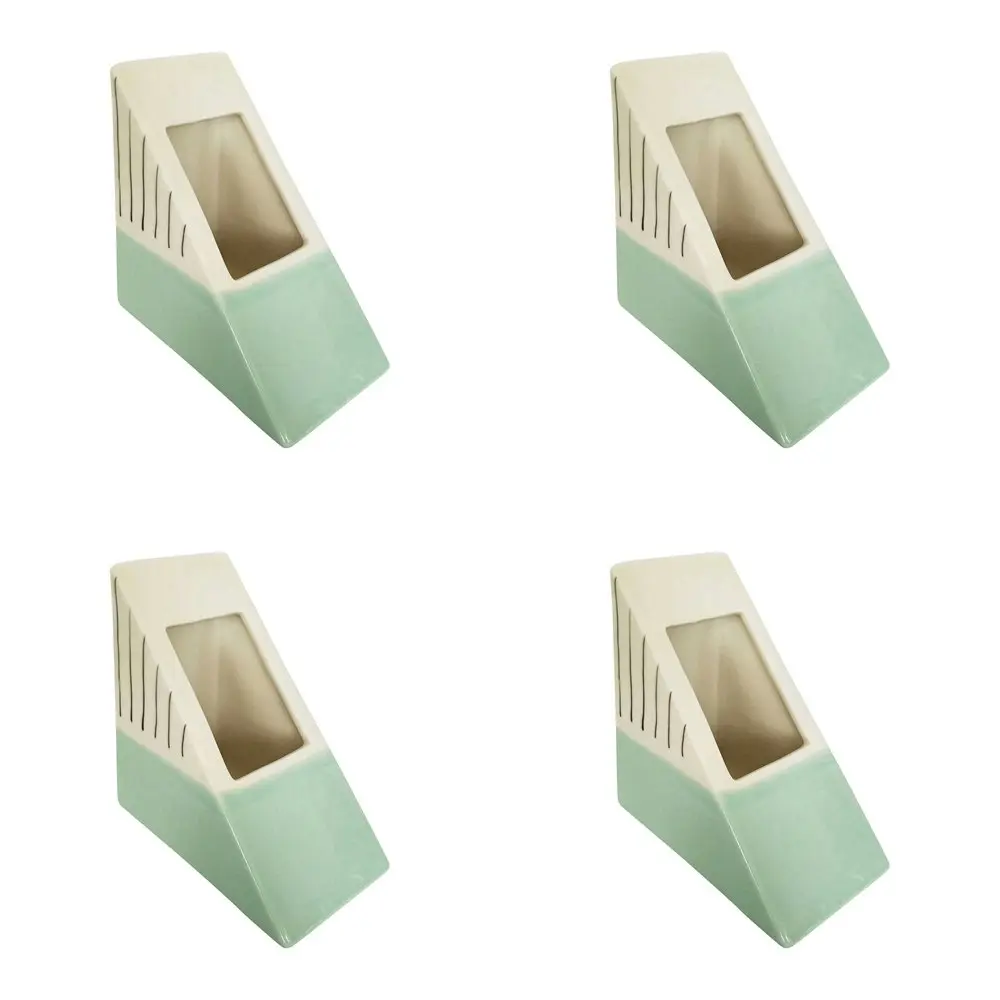 4x Urban Lilah Triangle 15cm Ceramic Planter Flower/Plant Pot Decor Small Blue