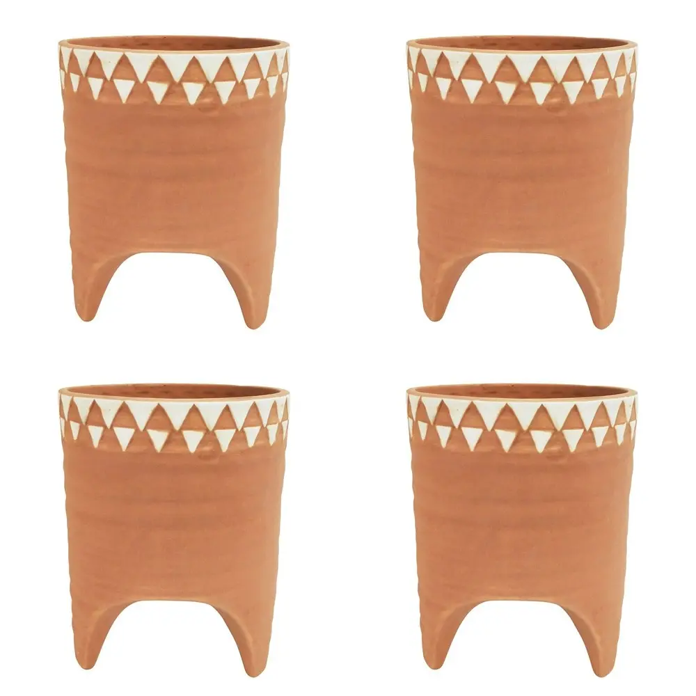 4x Urban Kendall 15.5cm Ceramic Planter w/Legs Flower/Plant Pot Med Orange/White