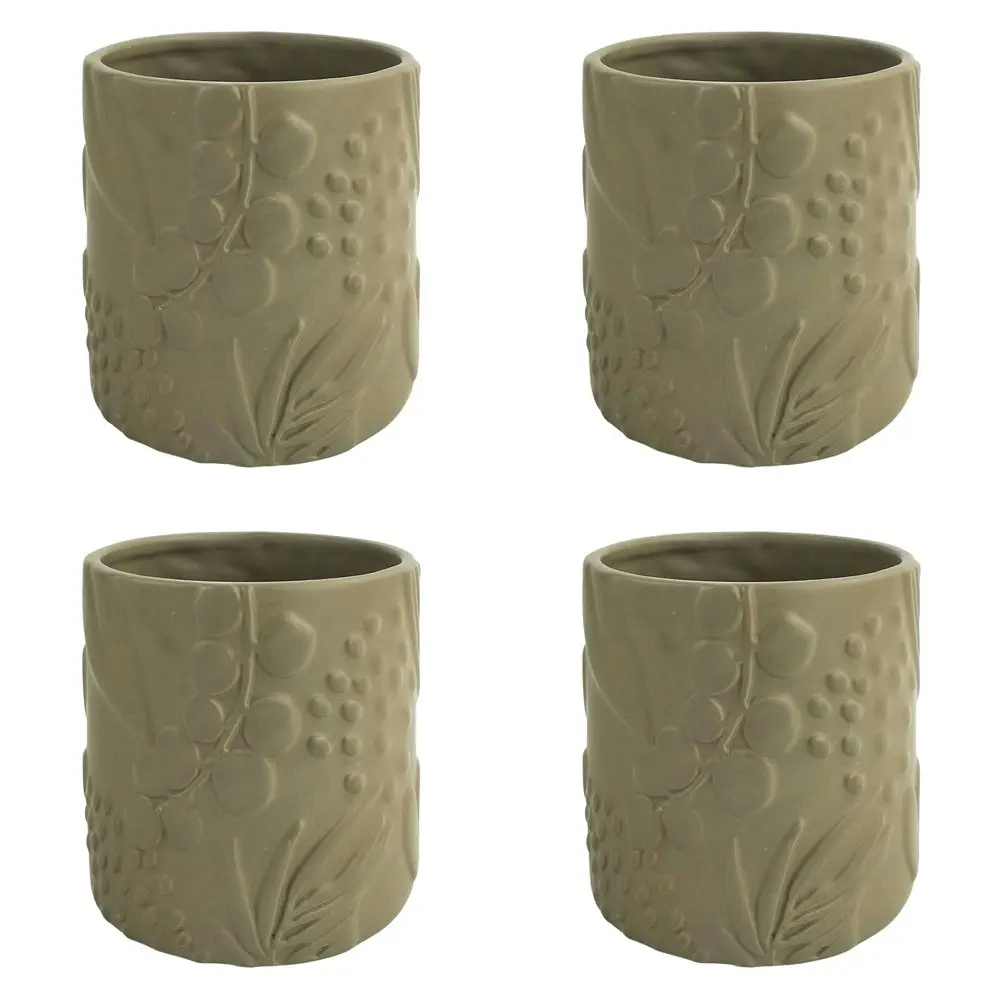 4x Urban Caprice Foliage 14cm Ceramic Planter Flower/Plant Pot Decor Medium Sage