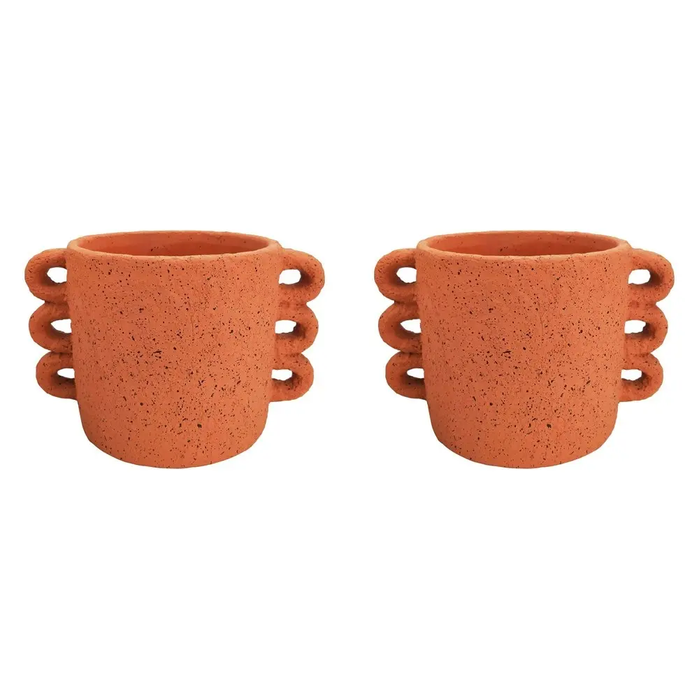 2x Urban Dayze 16.5cm Concrete Planter Flower/Plant Pot Home Decor Medium Sienna