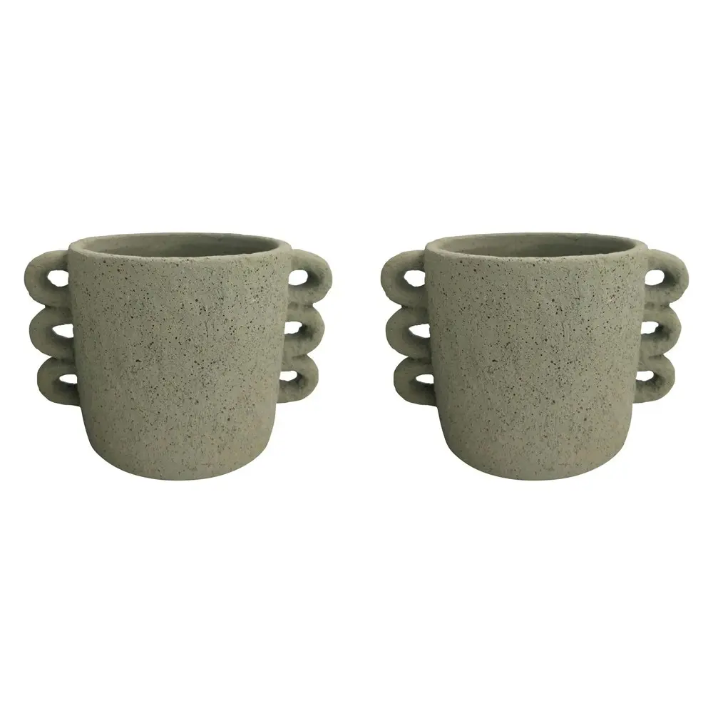 2x Urban Dayze 16.5cm Concrete Planter Flower/Plant Pot Home Desk Decor Med Sage