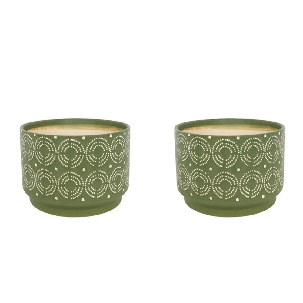 2x Urban Laurie 19cm Ceramic Planter Flower/Plant Pot Large Desk Decor Green