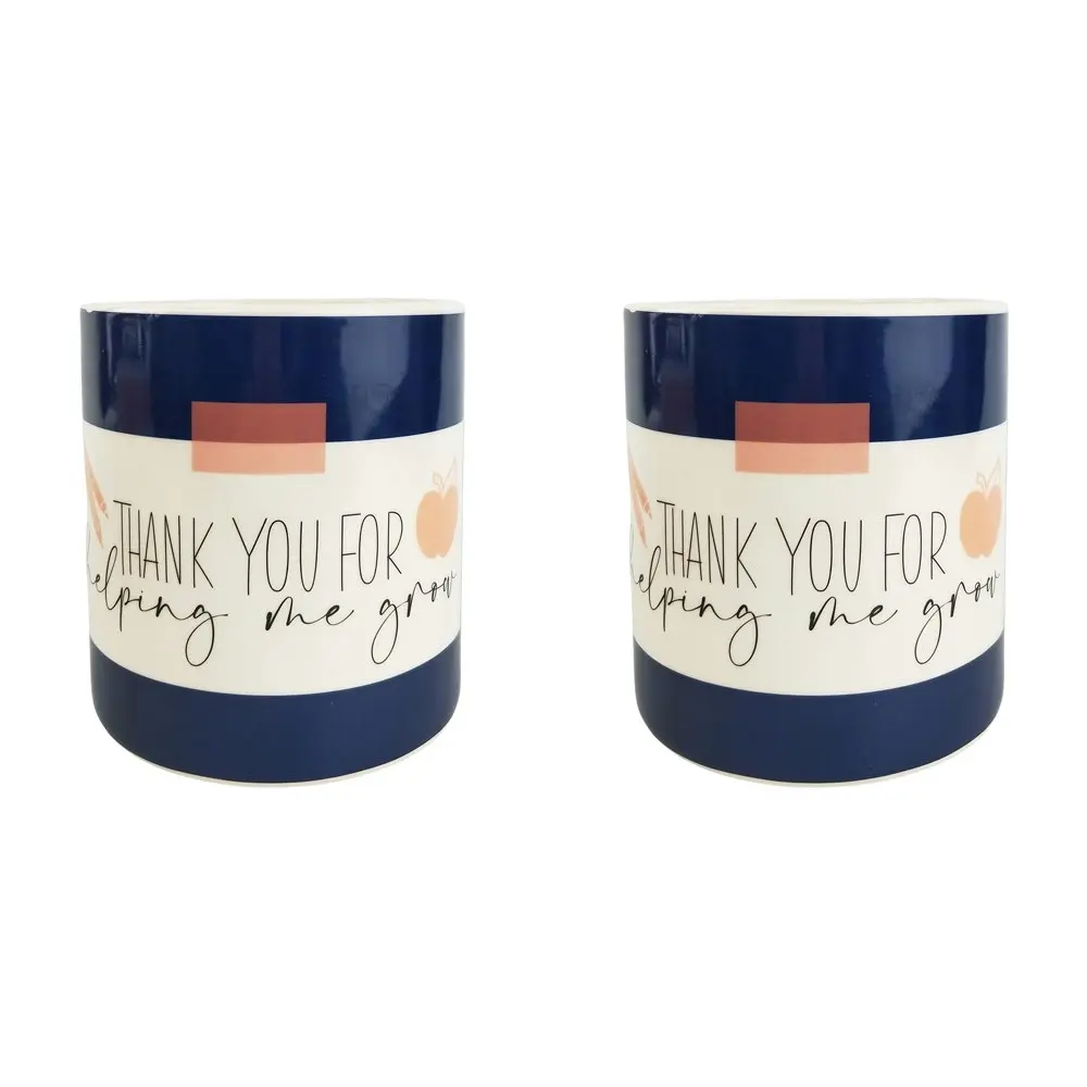 2x Urban Thank You For Helping Me Grow 16cm Planter Flower Pot Med Navy/Pink