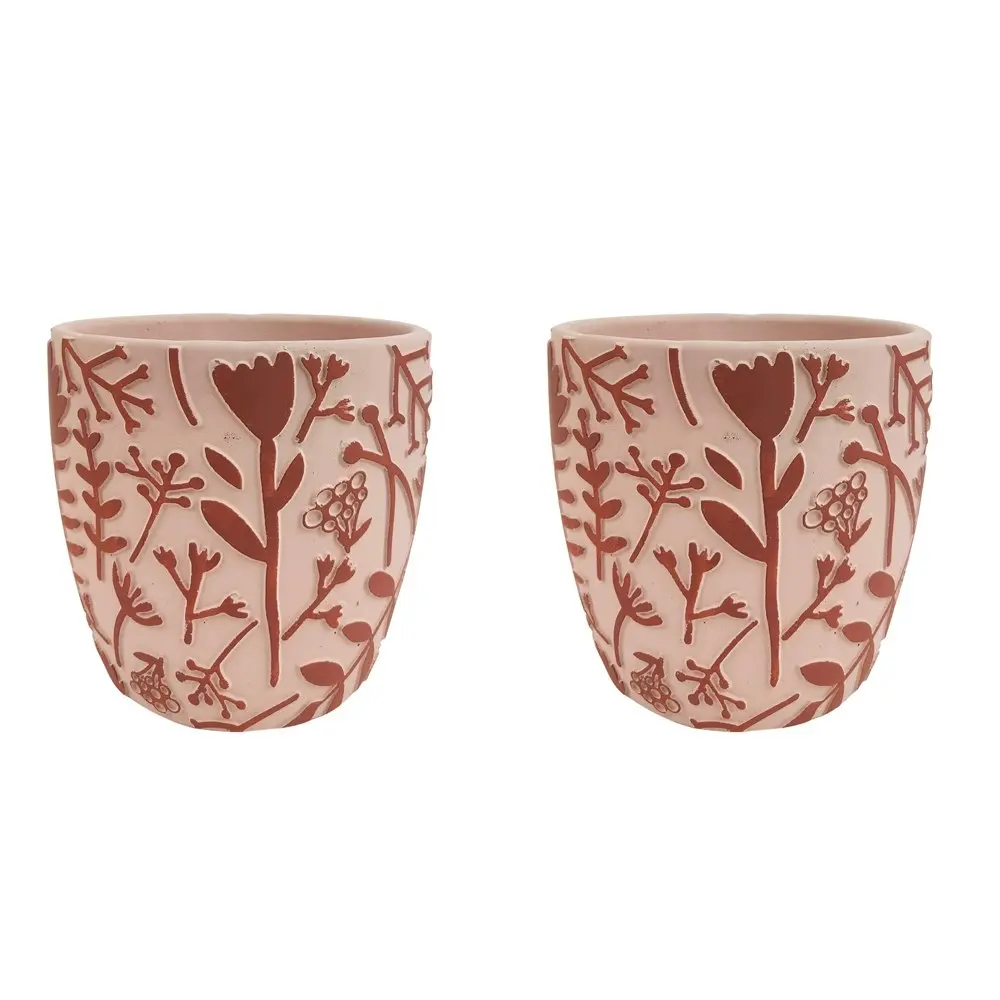 2x Urban Alex Floral 15cm Ceramic Planter Flower/Plant Pot Decor Medium Pink/Red