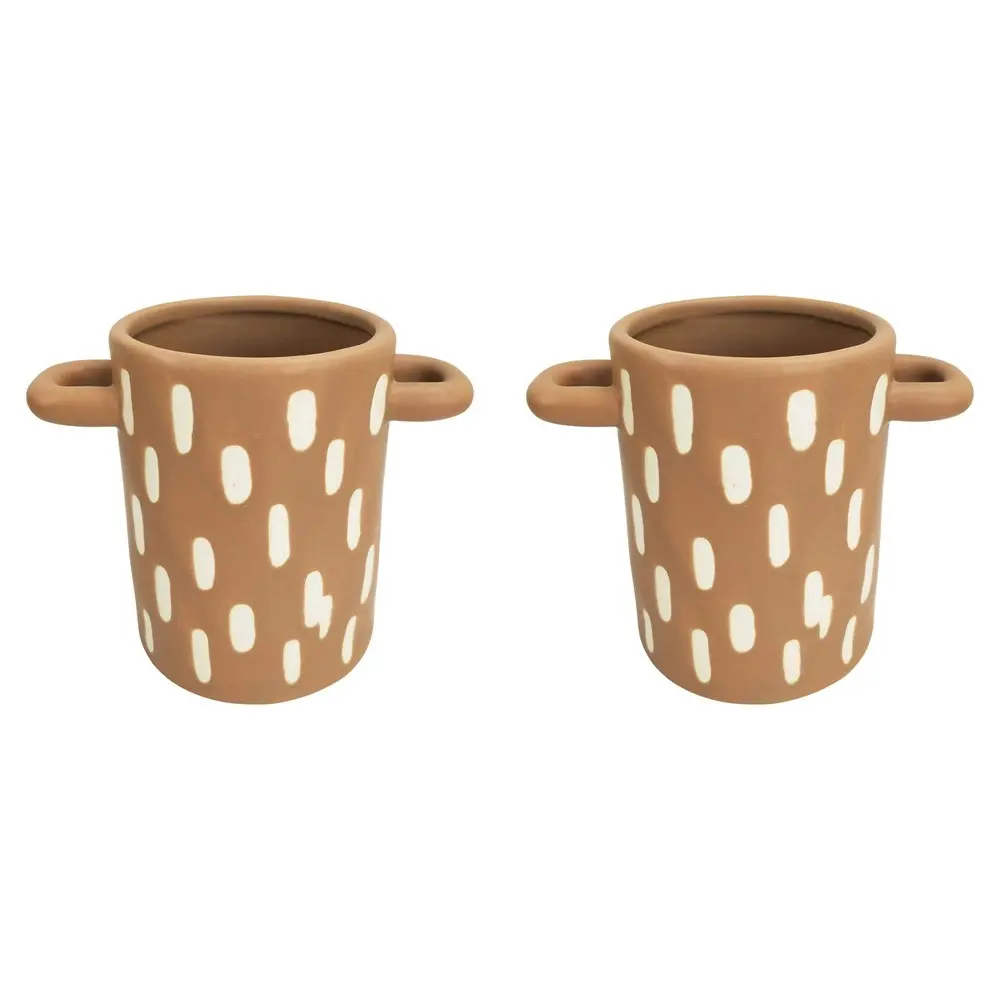 2x Urban Lydia 13.5cm Ceramic Planter Flower/Plant Pot Desk Decor Medium Beige