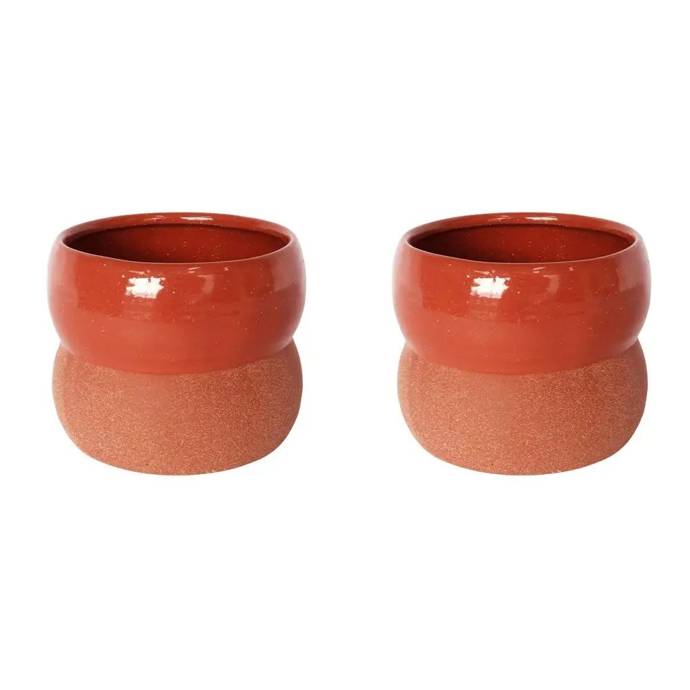 2x Urban Brynn Squat 13cm Ceramic Planter Flower/Plant Pot Small Berry/Terra