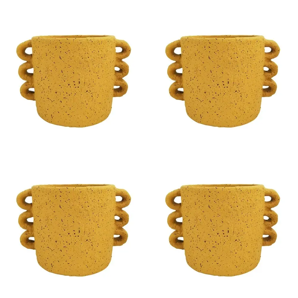 4x Urban Dayze 13cm Concrete Planter Flower/Plant Pot Home Decor Small Mustard