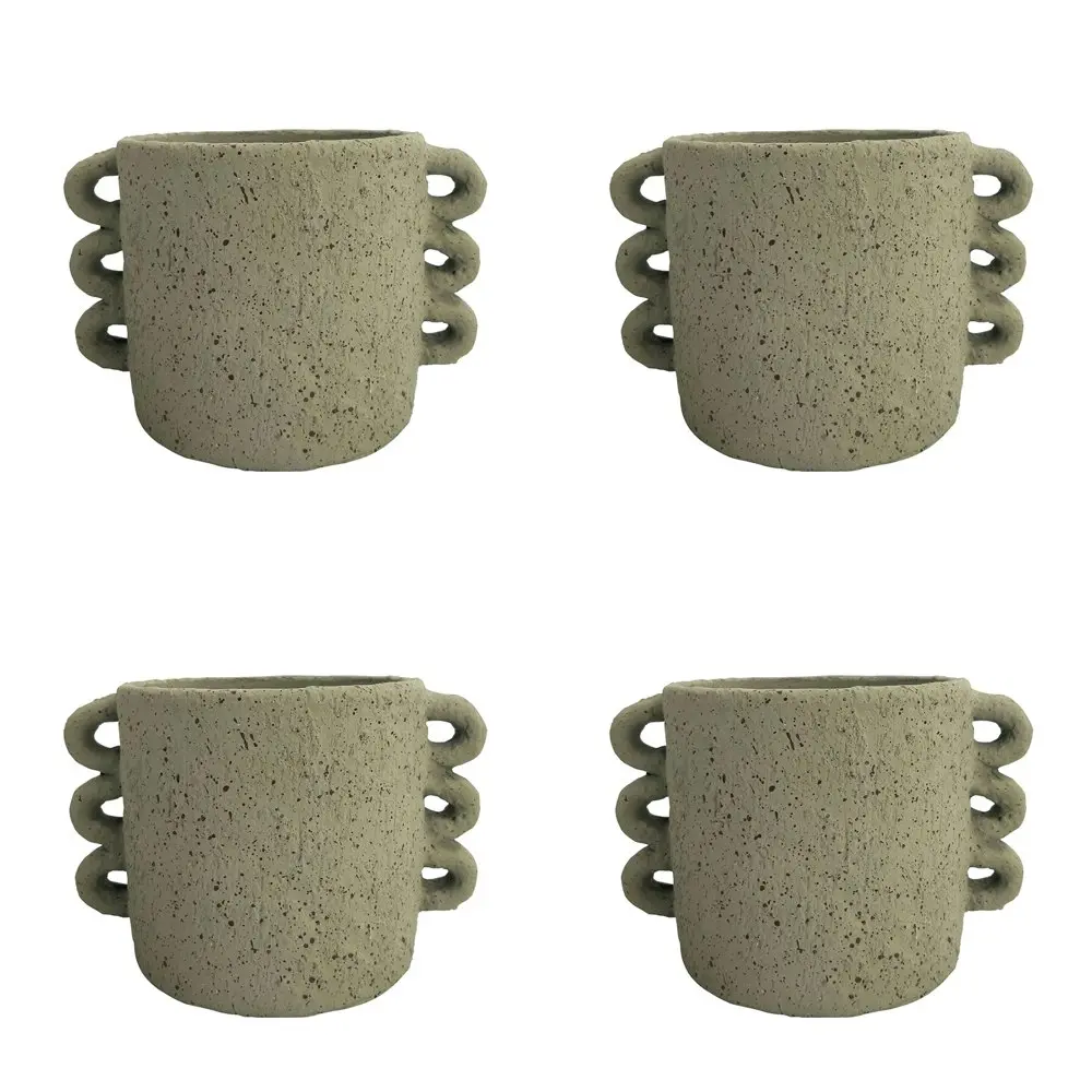 4x Urban Dayze 13cm Concrete Planter Flower/Plant Pot Home Desk Decor Small Sage