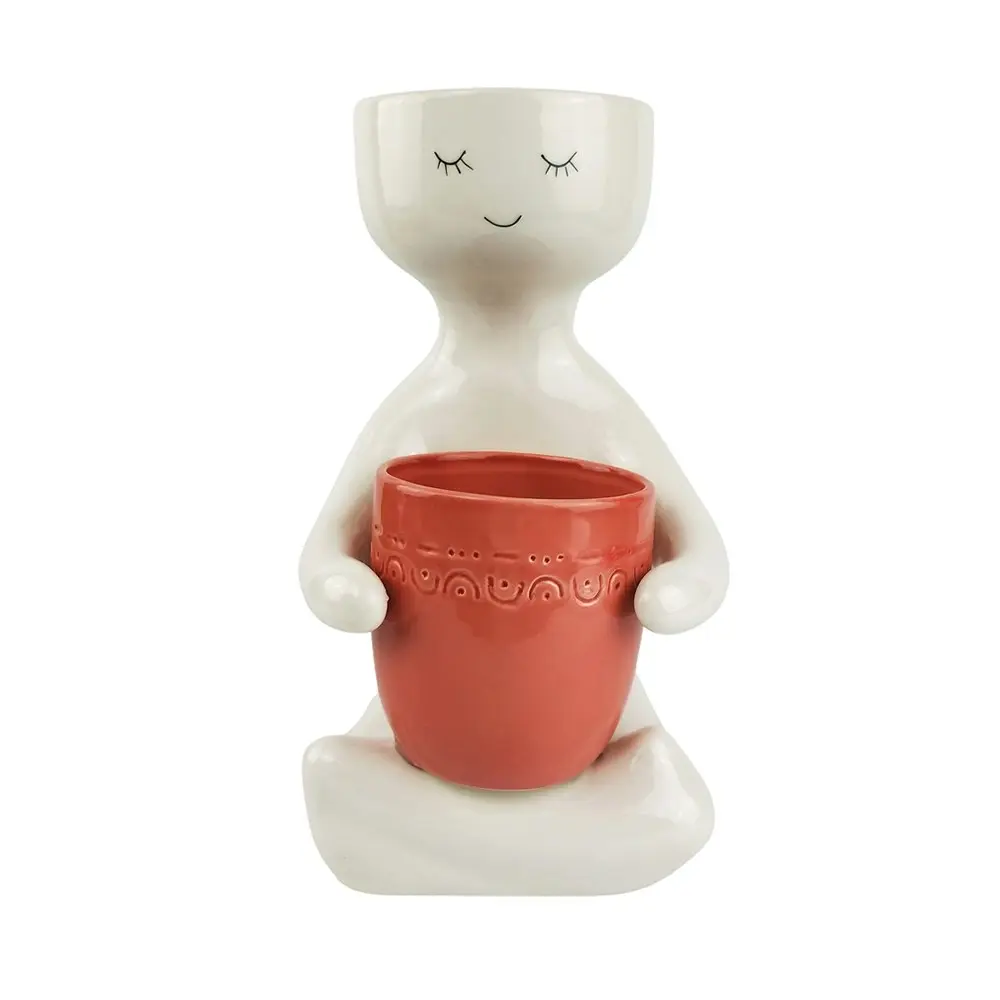 Urban 30cm Ceramic Planter Garden Plant Decor Person Holding a Pot Large Berry