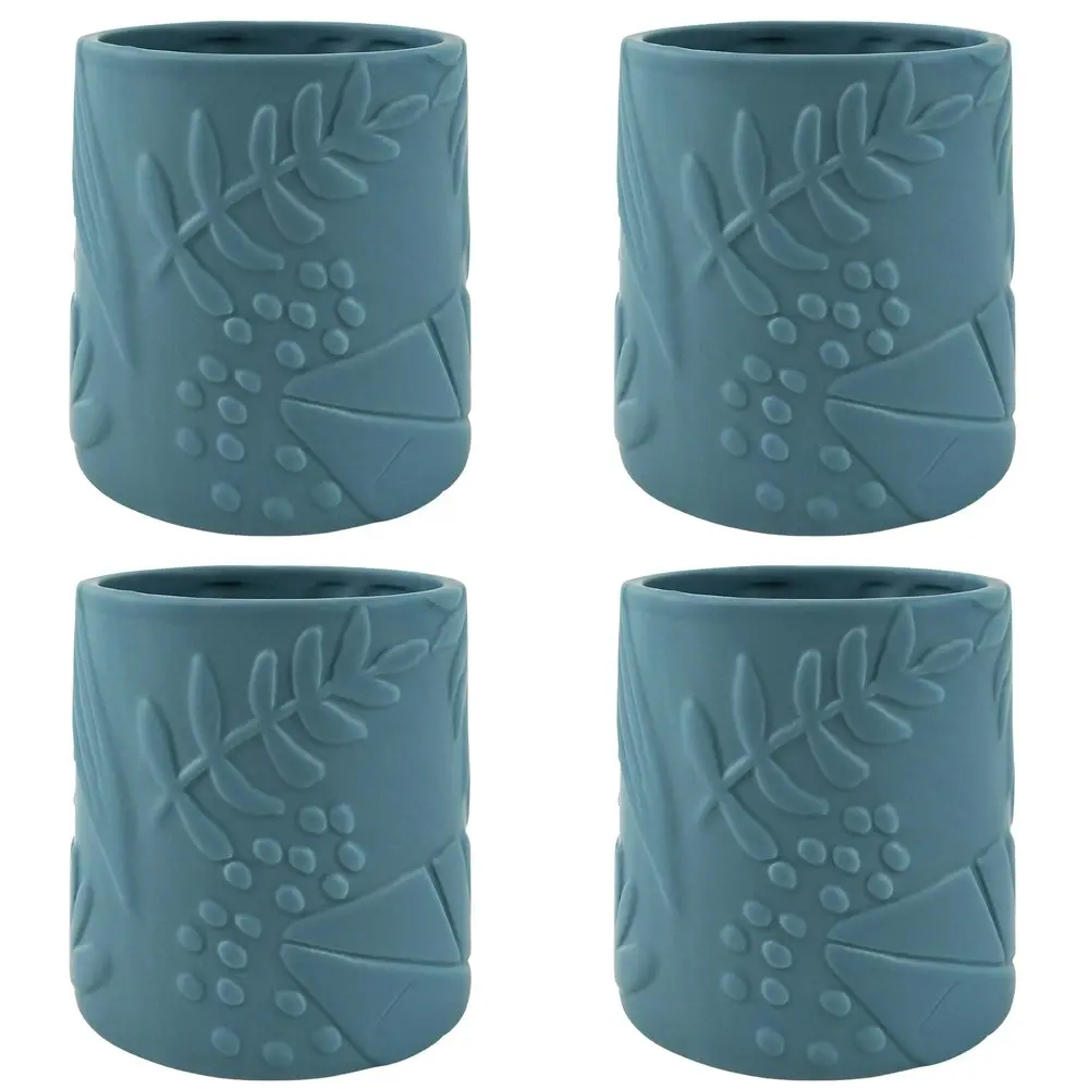 4x Urban Caprice Foliage 12cm Ceramic Planter Flower/Plant Pot Decor Small Sky