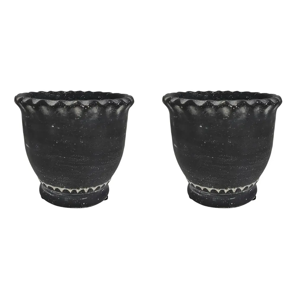 2x Urban Marie 13cm Ceramic Planter Flower/Plant Pot Home Decor Medium Charcoal