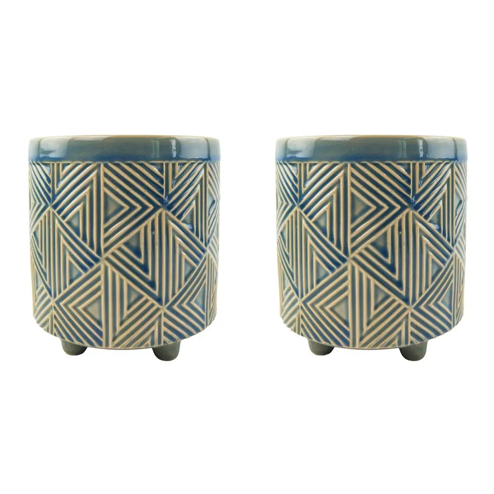 2x Urban Oakley 16cm Ceramic Planter Flower/Plant Pot Med Home Desk Decor Blue