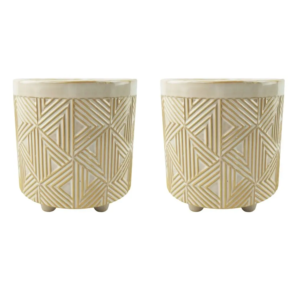 2x Urban Oakley 16cm Ceramic Planter Flower/Plant Pot Med Home Desk Decor White